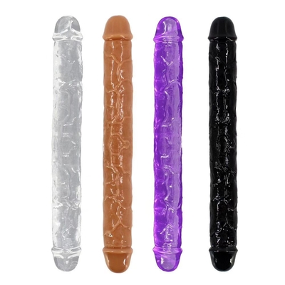 Süper Yumuşak TPE İki Başlı Dildo Gerçekçi Seks Oyuncağı Kadın için Penis
