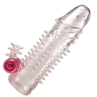 Titreşimli Penis Kollu Gecikme Büyütme Yumuşak Silikon Yapay Penis Prezervatif 35g