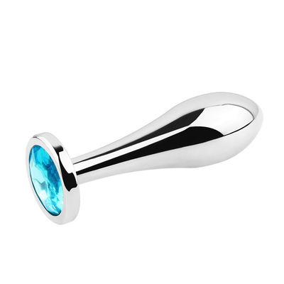 Kadınlar için Siyah Metal Anal Plug, Blue Gem Popo ve Vajina Seks Oyuncakları