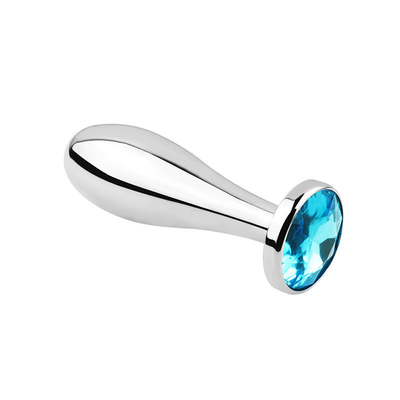 Kadınlar için Siyah Metal Anal Plug, Blue Gem Popo ve Vajina Seks Oyuncakları