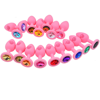 Renkli Plastik Gem ile Yetişkin Seks Oyuncakları Tıbbi Silikon Anal Popo Fiş