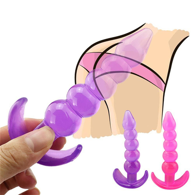Bumpy Delight Anal Plug Mor Esnek Su Geçirmez TPE Pürüzsüz Artımlı Anal Boncuklu Kauçuk Butt Plug