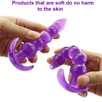 Bumpy Delight Anal Plug Mor Esnek Su Geçirmez TPE Pürüzsüz Artımlı Anal Boncuklu Kauçuk Butt Plug