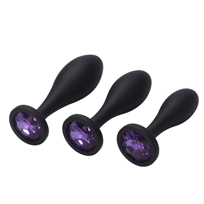 Drop Shipping Silikon Anal Seks Oyuncakları Su Damlası Tasarım Siyah Anal Masaj Butt Plug Anal Plug Set