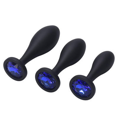 Drop Shipping Silikon Anal Seks Oyuncakları Su Damlası Tasarım Siyah Anal Masaj Butt Plug Anal Plug Set