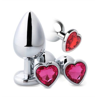 Alüminyum Alaşım Kalp Şekli Anal Plug Metal Anal Plug Kadınlar İçin Seks Oyuncakları Renkli Plastik Mücevherli Anal Pluglar