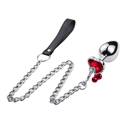 Kalp Şekilli Çan Yüzüğü Butt Plug Anal Seks Oyuncağı Zincirli Metal Erkek ve Kadın için Su geçirmez Küçük Ağırlıklı Malzeme