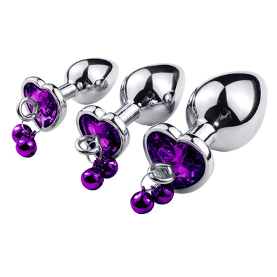 Kalp Şekilli Çan Yüzüğü Butt Plug Anal Seks Oyuncağı Zincirli Metal Erkek ve Kadın için Su geçirmez Küçük Ağırlıklı Malzeme