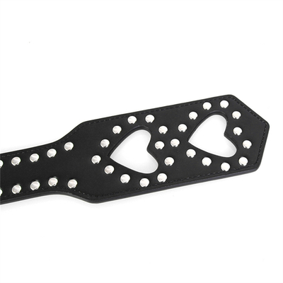 Rivets Double Hollow Heart Spatching Paddle Leather Slave Bitch Punished Paddle
