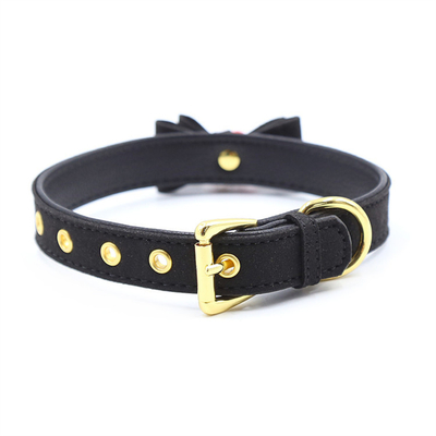 Yetişkin Seks Oyuncakları Pembe Köpek Çanı Bowknot Altın Delik Yumuşak Deri Pin Bağlama Boyun Yumruğu Siyah Boyun Yumruğu Yaka