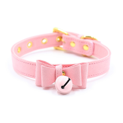 Yetişkin Seks Oyuncakları Pembe Köpek Çanı Bowknot Altın Delik Yumuşak Deri Pin Bağlama Boyun Yumruğu Siyah Boyun Yumruğu Yaka