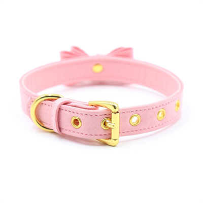 Yetişkin Seks Oyuncakları Pembe Köpek Çanı Bowknot Altın Delik Yumuşak Deri Pin Bağlama Boyun Yumruğu Siyah Boyun Yumruğu Yaka