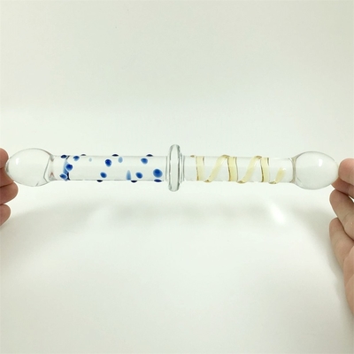 Renkli cam dildo Çift başlı cam dildolar Anal kalça kilitli büyük pyrex cam dildo kadınlar için
