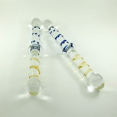 Renkli cam dildo Çift başlı cam dildolar Anal kalça kilitli büyük pyrex cam dildo kadınlar için
