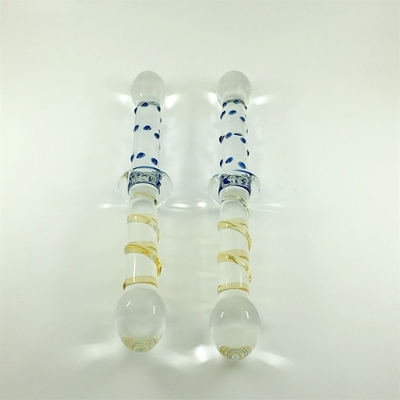 Renkli cam dildo Çift başlı cam dildolar Anal kalça kilitli büyük pyrex cam dildo kadınlar için