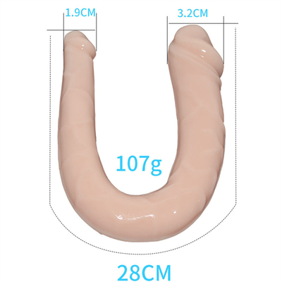 Kadınların mastürbasyonu için tıbbi TPE dildo U şekilli dildo çift başlı penis