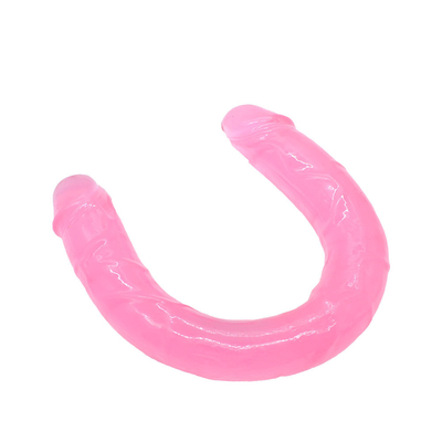 Kadınların mastürbasyonu için tıbbi TPE dildo U şekilli dildo çift başlı penis
