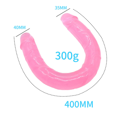 Kadınların mastürbasyonu için tıbbi TPE dildo U şekilli dildo çift başlı penis