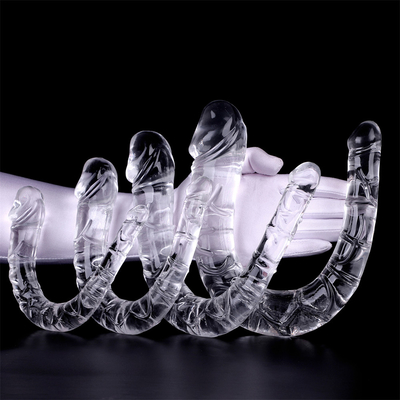Kadınların mastürbasyonu için tıbbi TPE dildo U şekilli dildo çift başlı penis