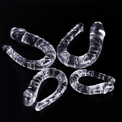Kadınların mastürbasyonu için tıbbi TPE dildo U şekilli dildo çift başlı penis