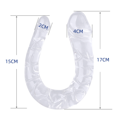 Kadınların mastürbasyonu için tıbbi TPE dildo U şekilli dildo çift başlı penis
