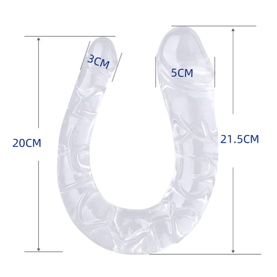 Kadınların mastürbasyonu için tıbbi TPE dildo U şekilli dildo çift başlı penis