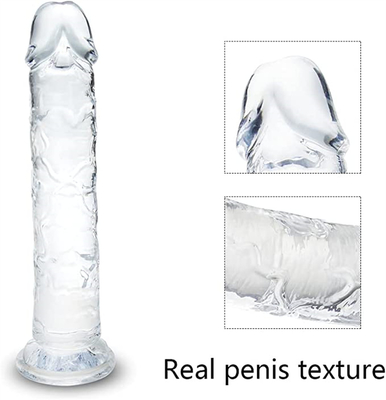 Yeni başlayanlar için gerçekçi jöle dildo, 7 inç kristal G noktası dildo, elsiz el için emici fincanlı esnek penis sik