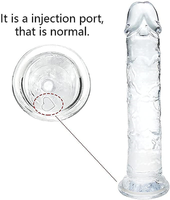 Yeni başlayanlar için gerçekçi jöle dildo, 7 inç kristal G noktası dildo, elsiz el için emici fincanlı esnek penis sik