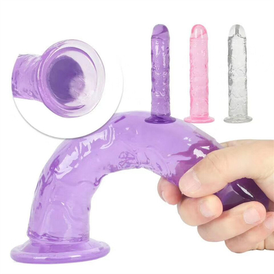 Yeni başlayanlar için gerçekçi jöle dildo, 7 inç kristal G noktası dildo, elsiz el için emici fincanlı esnek penis sik