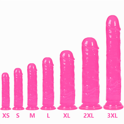 Yeni başlayanlar için gerçekçi jöle dildo, 7 inç kristal G noktası dildo, elsiz el için emici fincanlı esnek penis sik