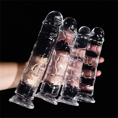 Yeni başlayanlar için gerçekçi jöle dildo, 7 inç kristal G noktası dildo, elsiz el için emici fincanlı esnek penis sik