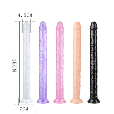 Yeni başlayanlar için gerçekçi jöle dildo, 7 inç kristal G noktası dildo, elsiz el için emici fincanlı esnek penis sik