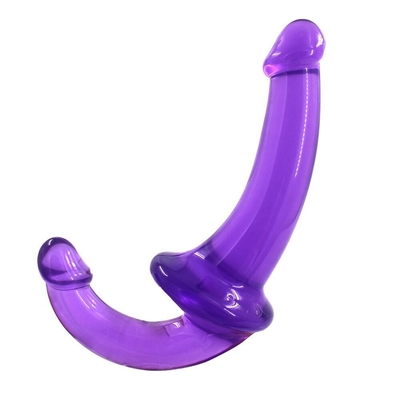 Erotik çift uçlu yüksek şeffaflıklı TPE Penis Strapon Penis Lezbiyen Seks Oyuncakları Strapless Dildo
