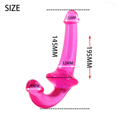 Erotik çift uçlu yüksek şeffaflıklı TPE Penis Strapon Penis Lezbiyen Seks Oyuncakları Strapless Dildo