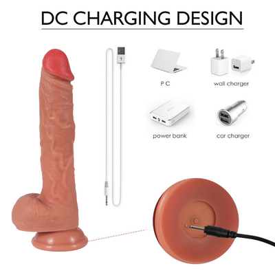 Kocaman Sıvı Silikon Yüksek Kalite Penis Dildo Et Rengi Kadınlar İçin Güçlü 9 Inç Teleskopik titreşimli dildo