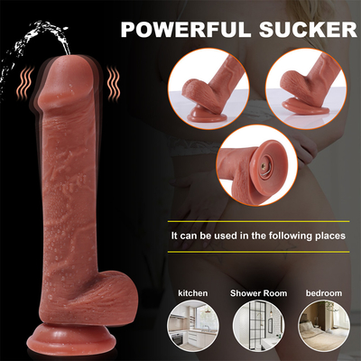 Çin Fabrikası Gerçekçi İtme Kadın Mastürbasyon Sıvı Silikon Kablosuz Uzaktan Kumanda Teleskopik Dildo Vibratör