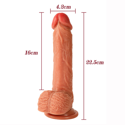 Kadınlar için gerçekçi dildo genişletilmiş emme fincanı tabanlı Eğlenceli horoz kavisli ve vajina için toplar G noktası ve A