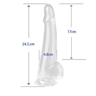 Gerçekçi Açık Dildos 8.6 inç Şeffaf Küçük Glanlar Büyük Kalın Dildos Süpürge Fleksibel Jelly Penis Dong Seks To