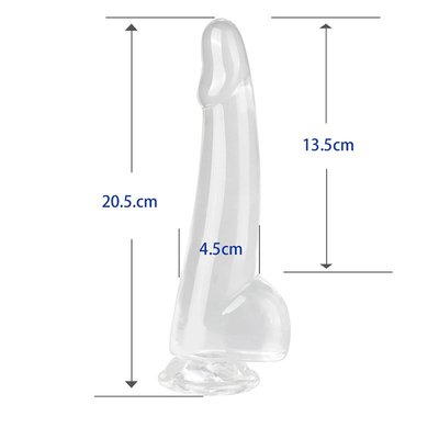 Gerçekçi Açık Dildos 8.6 inç Şeffaf Küçük Glanlar Büyük Kalın Dildos Süpürge Fleksibel Jelly Penis Dong Seks To
