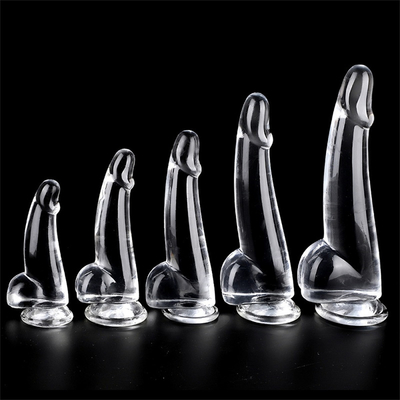 Gerçekçi Açık Dildos 8.6 inç Şeffaf Küçük Glanlar Büyük Kalın Dildos Süpürge Fleksibel Jelly Penis Dong Seks To