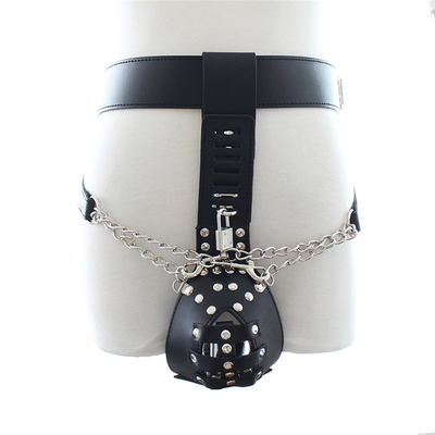 PU deri erkek iffet kemeri titreşimli Anal Plug Harness ile