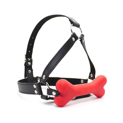 SM Köpek Kemik Ağız Kulaklık Silikon BDSM Deri Çiftler Flört Yemek Oyuncakları Çiftler İçin Yetişkinler