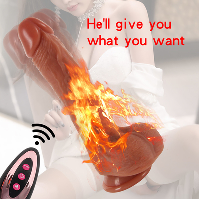 10 Mod 9.6 "İtmeli Dildo Vibratör, Uzaktan Kumanda Gerçekçi Titreşimli Dildos