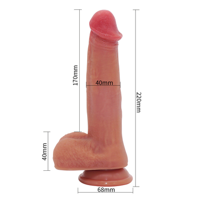 Tekrar şarj edilebilir Teleskopik Dönüştürme İtme Dildo Vibratör Kadınlar Seks Oyuncakları Silikon Gerçekçi Büyük Koyu Kahverengi Dildo