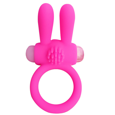 Rabbit Cock Ring Vibrator Penis Ring Extra Stimulation için boncuklarla